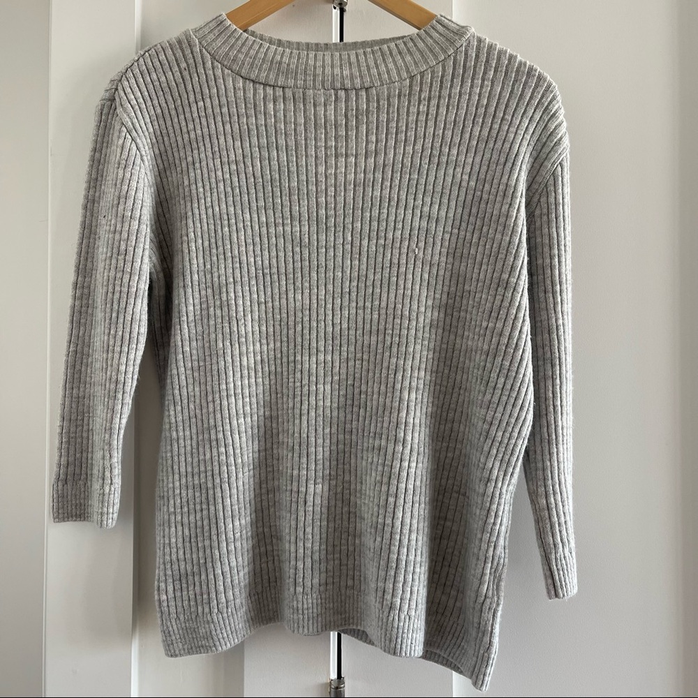 Light grey ribbed mock turtleneck sweater